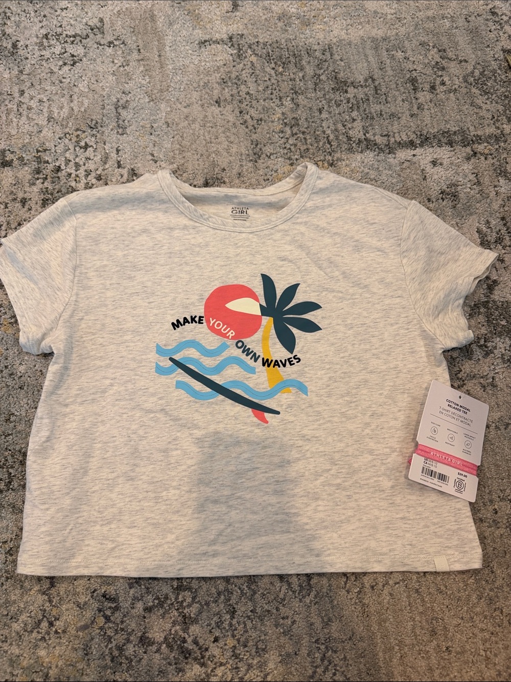 Athleta girl Heather Gray Girls' "Make Your Own Waves" Graphic Tee